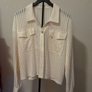 Cream Textured Button-Up Shirt
